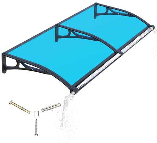 Markise für Türeingang, 101,6 x 152,4 cm, Markisen für Haus mit Ablaufspüle, Türmarkise, Fensterüberdachung außen mit Halterung aus Aluminiumlegierung, solide Polycarbonat-Abdeckung, UV-, Regen