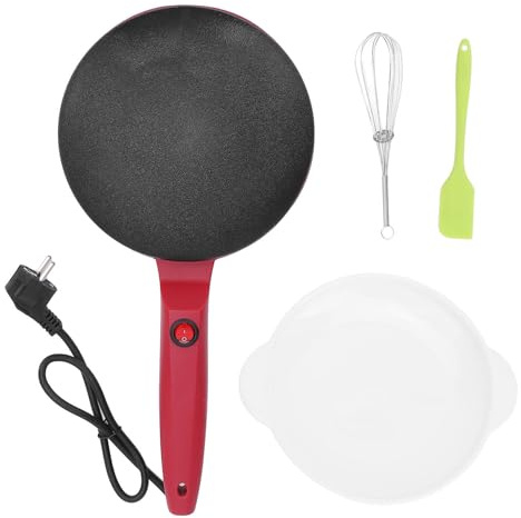 ZJchao Máquina Para Hacer Eléctrica, Cocina Eléctrica Para Crepe, Control Automático De Temperatura, Con Tazón De Alimentos, Batidor Y Espátula Incluidos Para Huevos, Panqueques, Tortillas