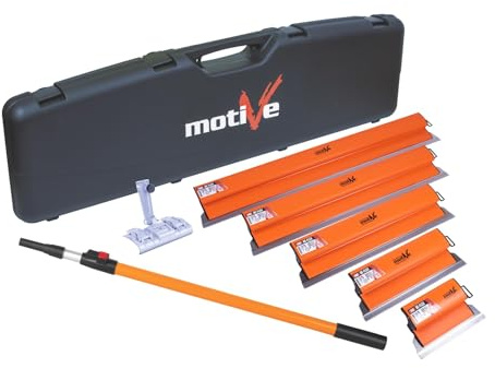 RE-FLEX Flächenspachtel Set - Flächenspachtel Set im Koffer - Spachtelset komplett - Teleskopstab sowie Adapter für die Montage