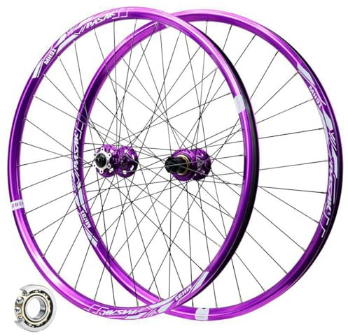 LPYDWZ Aluminiumlegering Cykelhjulsats 26/27,5/29 Tum, Skivbroms Nitfälg Lila Hybrid/MTB Cykelhjul Kassettfälg 32 Hål Tätt Lager 7-12 Hastigheter(Front+Rear wheel,26 INCH)