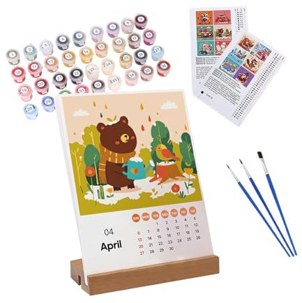 2025 Wandkalender – Malen nach Zahlenkalender | Monatskalender mit Pinsel und Acrylfarbe, Bastel-Kunstkalender zum Basteln, Monatskalender mit Pinsel und Acrylfarbe