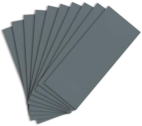 Sandphyrre Juego de 10 hojas de papel de lija fino de grano 2000, papel de lija húmedo y seco para madera, paredes, vidrio, plástico y lijado de pintura de coche, 9 x 3.6 pulgadas