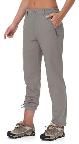 TBMPOY Women's Lightweight Hiking Pants Water Resistant Quick Dry Travel Work Camping Fishing Pants Zipper Pockets Medium Grey M