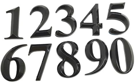 INOKAI Hausnummer 5 cm Schwarze Hausnummer aus Kunststoff, 0 bis 9, Türnummer, Türschild, Schubladenschild, Überzug, Hotel, Home, Aufkleber, Adresstür(9)