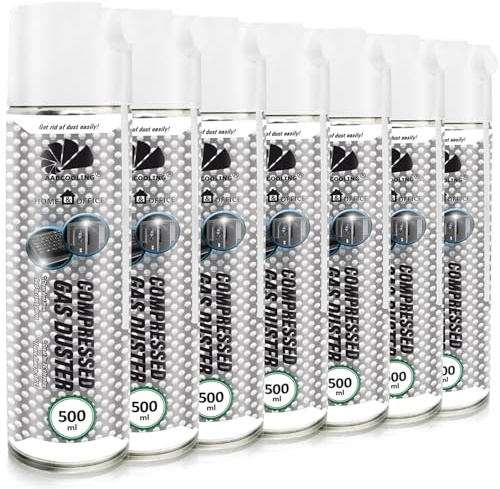 AABCOOLING Home&Office 7x 500ml Aria Compressa per Pulizia – Detergente Spray, Air Duster, Soffiatore Polvere, PC, Laptop, Tastiera, Stampante, Strumenti, Bomboletta Spray, K1