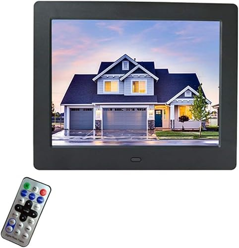 Cornice per Foto Digitale da 8 Pollici, Riproduzione Multifunzionale di Immagini, Musica e Video Cornice Elettronica Intelligente con Telecomando, Lettore multimediale pubblicitario, Regalo Nero