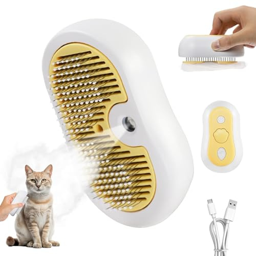 Katzenbürste,Katzenbürste mit Dampf 3 in 1 Dampfbürste Katze Sprühkamm für Katzen Bürste mit Wasser Massage Steamer Kamm Katzen bürste mit dampf Steamer Brush Katze für Langhaar und Kurzhaar