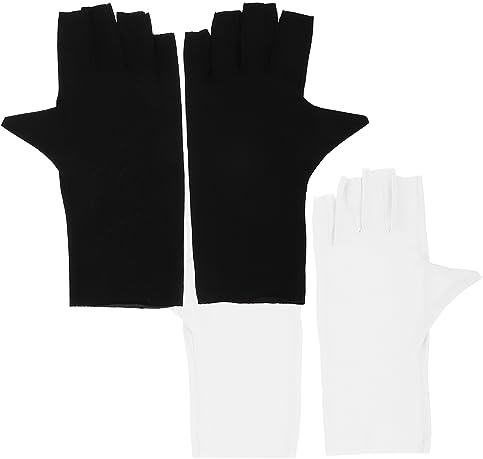 Guantes Anti-uñas de Gel de Nailon, 2 Pares, Protección UV | Manicura en Gel, Dedos Abiertos para Uso en Salón, Lavables y Resistentes al Desgaste