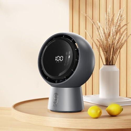 Desktop fan, Rechargeable Desk Fan with LED Display, Remote Controlled 100 Speed Desk Fans Quiet Oscillating Cooler(Gray)
