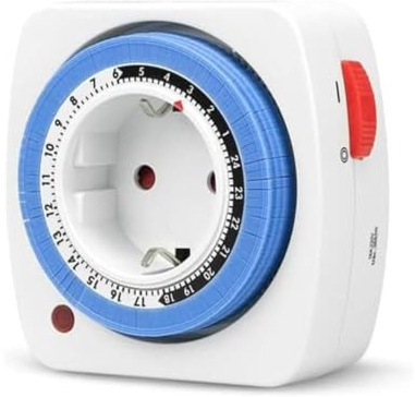 Garza -Enchufe Temporizador analógico Mini, Color Blanco - Azul, Una Unidad (1)