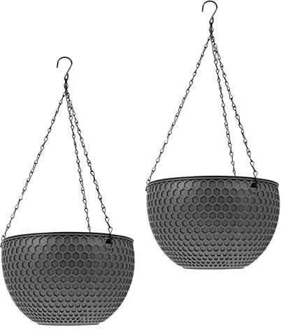 TOYZFRIENDY 2 Pièces Suspension Pot Fleur Plastique Jardinière Suspendue Rondes avec Drainage Panier Fleurs Suspendu Balcon Extérieur Support Durable pour Plantes Vertes et