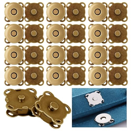 Druckknöpfe zum Annähen, Magnetknopf für Taschen (Bronze, 14mm*12) | Magnetverschluss, Metall Magnet Knöpfe für Kleidung Strickjacken Diy Jacken Handtaschen, Taschenverschluss