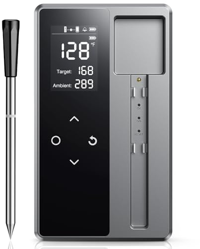Smart Wireless Meat Thermometer with Ultra-Thin Probe, Digital Food Thermometer 0.5S Instant Read, 600FT Bluetooth Range Real-Time Monitoring & Smart Alerts for BBQ, Grill, Smoker, Oven, Air Fryer