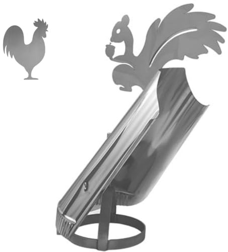 Drehbare Kaminhaube 150 mm mit Eichhörnchen | Edelstahl Schornsteinaufsatz ohne bodenplatte | Windhaube mit Windfahne | Kaminabdeckung als Regenschutz