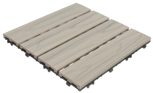 Alipis Terrassenboden Holz Kunststoff Fliesen 30x30cm Balkon Bodenbelag mit Stecksystem Feuchtigkeitsresistent für Garten und Patio