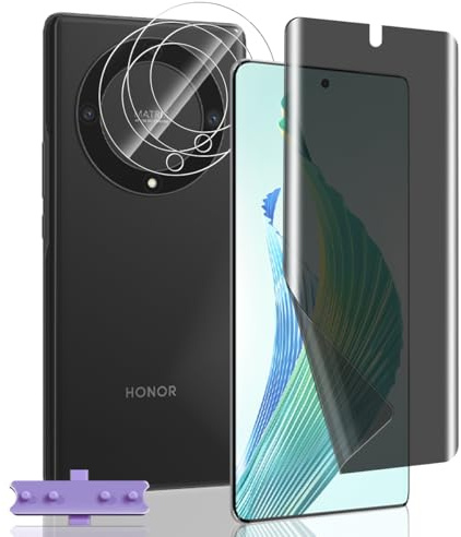 Zhiihorr Protector Pantalla Privacidad para Honor Magic 5 Lite, [1 Pieza Anti Espía Película TPU Suave + 2 Piezas Cristal Templado Protector Cámara] - Película Protectora para Honor Magic 5 Lite