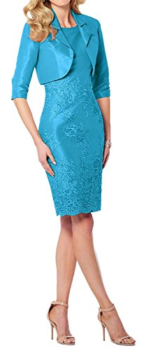 La_Marie Braut Blau Brautmutterkleider Mit Bolero Abendkleider Promkleider Etuikleider Knielang Kurz-34 Blau