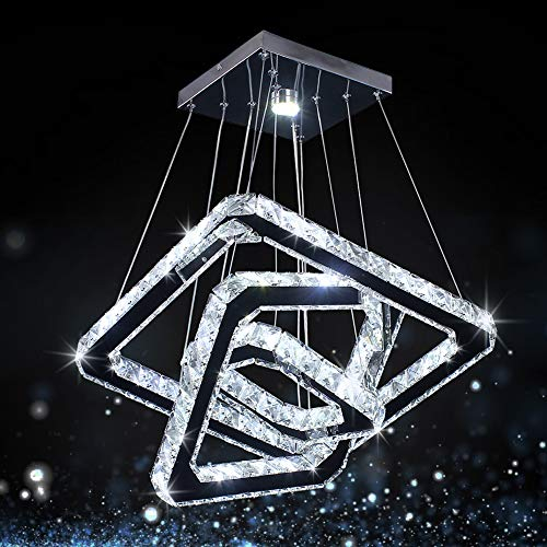 Lustre à DEL moderne en cristal Lustre suspendu avec anneaux