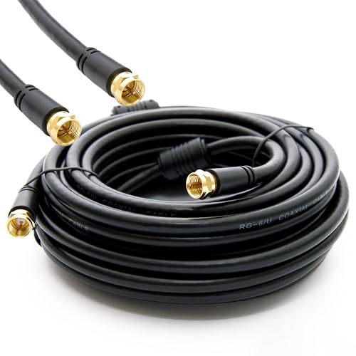 Premium X Cavo coassiale Basic-Line TV con connettore in metallo, 25 m, doppia schermatura > 110 dB, cavo per antenna, colore nero, HDTV UHD 4K 8K