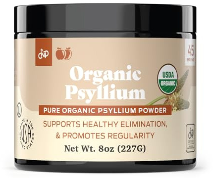 Organic Psyllium Husk Powder & Fiber Supplement Bulk - 10oz (280g) Pure Bulk Organic Whole Unflavored Fiber & Colon Cleanse Psyllium Seed