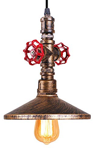 PETITES ECREVISSES Kronleuchter, Hängeleuchte, Industriell, Wasserrohr, Metall, E27, Retro, Deckenleuchte, Ø22 cm, Bronze, Beleuchtung für Schlafzimmer, Wohnzimmer, Badezimmer