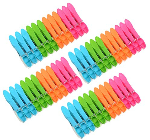 FOCCTS 72 Stück Bunte Kunststoff Wäscheklammern Wäsche Klammer Griff rutschfeste Wäscheklammern ffür Wäscheleine oder Wäscheständer Wäsche Strandtuch Badetuch Teppich, 4 Farben