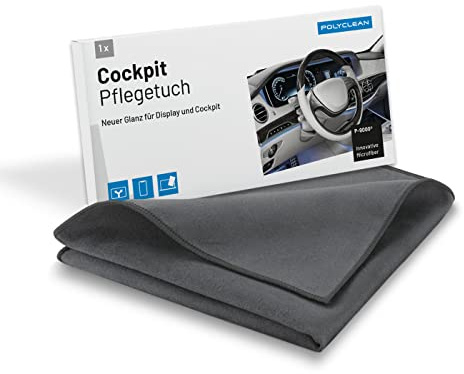 POLYCLEAN 2X Microfaser Cockpitpflegetuch für Auto und Display (30x30 cm)