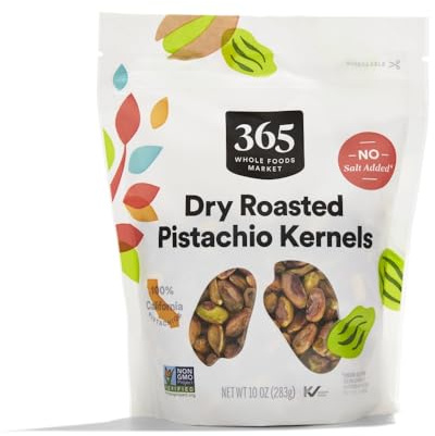 365 by Whole Foods Market, Dry Roasted Pistachio Kernels, No Salt Added, 10 Ounce