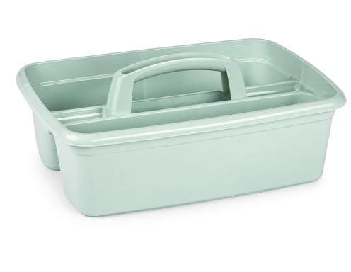 Large Strong Plastic Kitchen Cleaning Caddy with Handle Portable Utility Storage Organizer Tray for Cleaning Supplies, Gardening Tools, Bottles & Home Use (Mint Green)