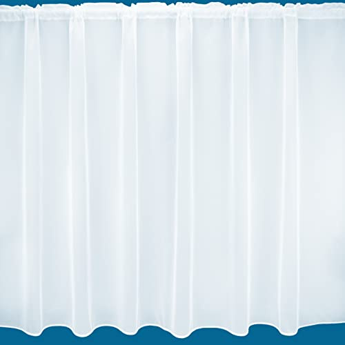 NetCurtainsUK Plain Lead Weighted Voile Net Curtain in White - ''Lyon'' (Drop: 60cm (24'')), LYONNET01