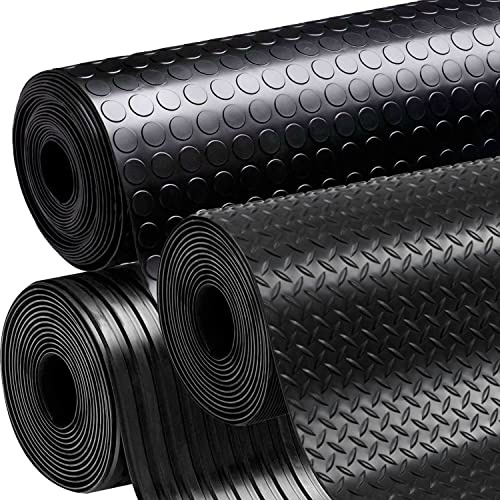 Rubber Flooring 3mm Thick Garage Floor Mat Waterproof Anti Slip Dot Diamond Wide Rib Checker Styles Available DOTTY DEALS (Checker Style 2m x 1.5m)