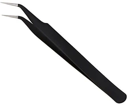 1pcs Fine Point Tweezers Splinter Tweezer Professional Precision Pointed Tweezer Sharp Precision Needle Nose Tip Anti-Static Stainless Steel Curved Tweezers