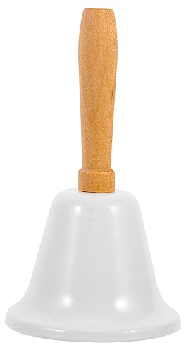MAGICLULU Christmas Hand Bell 1Pcs Xmas Hand Call Bell Handbell with Wooden Handle Solid Loud Hand Bell for Christmas Dinner Calling Decor White Metal Handle Bell
