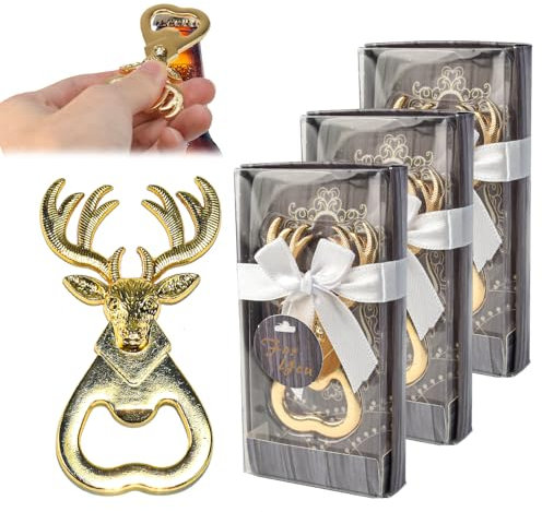 BUZIFU Lot de 3 Décapsuleur de Bois de Cerf Decapsuleur Biere Décapsuleur Motif cerf, Cadeau Cerf Personnalisé, Idee Cadeau Homme, Cadeau Noël, Cadeau Anniversaire Femme Homme Chasseur