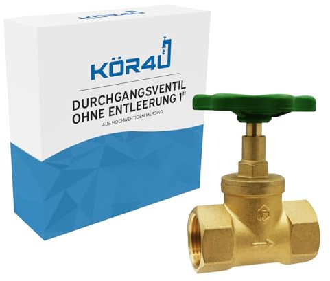 kör4u Durchgangsventil 1 Zoll, Messing, PN10, Innengewinde, ohne Entleerung