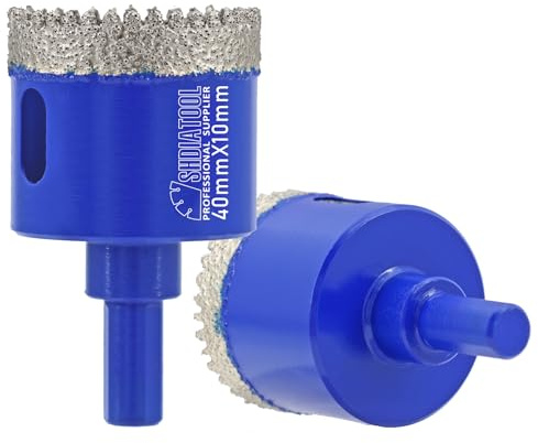 SHDIATOOL Diamond Drill Core Bits, 40mm Core Hole Saw Cutter, Triangle Shank Drilling Bits for Porcelain Tile Marble Ceramic Granite on Drill Machine, 2pcs