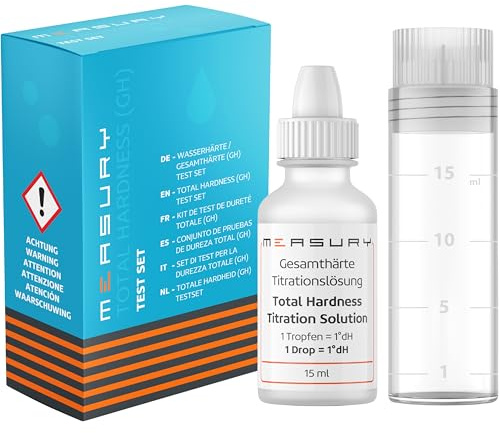 Wasserhärte messen, 15 ml Wasserhärte Test für bis zu 200 Messungen | Härtegrad Wasser messen Made in Germany - Härte Tester für Leitungswasser, Trinkwasser, Aquarium und Enthärtungsanlage