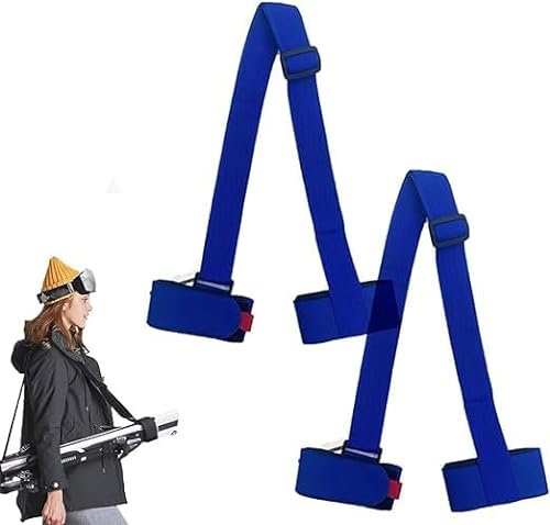 Hikaka Tragbare Skiriemen einstellbar zum Tragen, Nylon Skiträgerriemen, Snowboard Bindungsriemen, Skiträger Schlitten Fixseil, Schulterriemen Wintersport Zubehör (Blau)