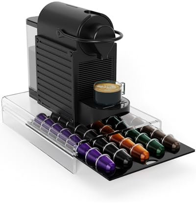 Acrylic Coffee Pod Holder for Nespresso OriginalLine Capsules, 40 Pods Capacity for Countertop Coffee Bar Home Office Kitchen