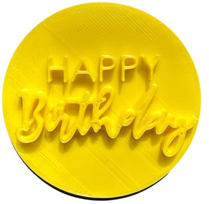 The Cookie Cutter Hub Happy Birthday Cookie Cutter Embosser/Stamp for Cupcakes Fondant Icing Clay Cake Baking Decoration