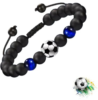 Lolileo Bracelet de Football pour Enfants, Garçon et Fille - Sport Tissé Réglable, D'Amitié - Cadeau Créatif pour la Famille Et les Amis (Bleu)