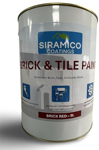 SIRAMICO COATINGS Brick & Tile Paint | 5L - Red | Matt Finish | Interior & Exterior Surfaces for Brick, Tile, Concrete & Stone