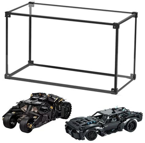 AAABOX Vitrina Expositora Acrílico Transparente Grande Caja de Exhibición para Colecciones Coches Modelo Figuras Lego 76240 31052 42127,50x30x20.5cm Aluminio Negro