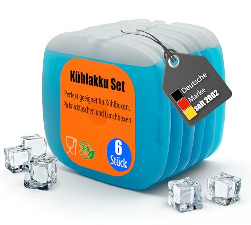 BigDean 6 Stück Kühlakkus ideal für Kühltasche, Kühlboxen & Brotdosen – BPA-frei & lebensmittelecht