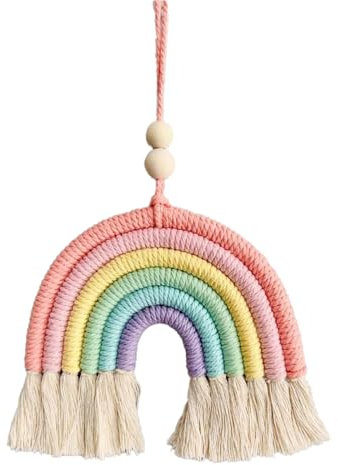 XPEX Baby Zimmer Deko: 15 * 30cm Regenbogen Wandbehang, Makramee Boho Babyzimmer Deko