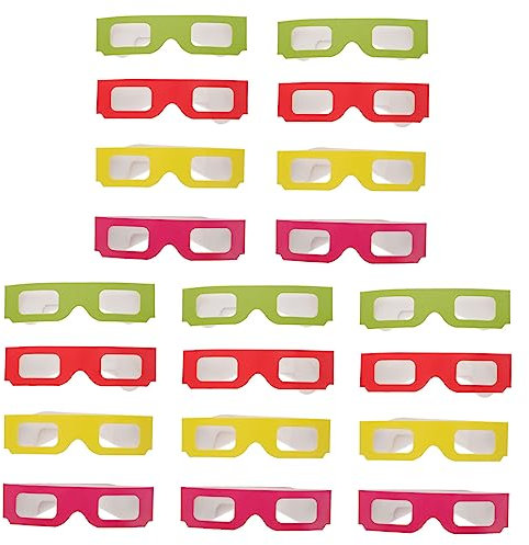 DOITOOL Lunettes 3D Anaglyphes en Carton 20 Pièces pour Adultes Et Garçon Et Filles, Couleurs Assorties, Vision 3D Polyvalente pour Cinéma, Jeux Et Voyages