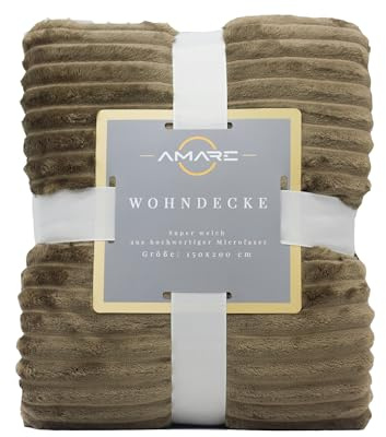 Warme Kuscheldecke 150x200cm - Weiche Wohndecke, Flauschige Fleecedecke, Sofadecke & Couchdecke, Überwurf Bett und Sofa, Wohn- & Kuscheldecke,Öko-Tex (Camel)