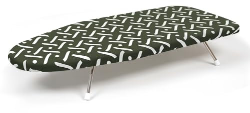 Slieton Tabletop Ironing Board 12x29 – Compact Portable Ironing Board with Thick Felt Padding, Heat Resistant Cover, Stainless Steel Legs, Space-Saving Design