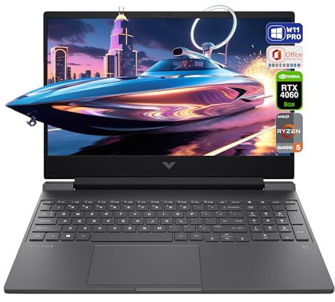 HP Victus Gaming Laptop, AMD Ryzen 5 8645HS, 64 GB DDR5 RAM, 2 TB PCle SSD, 15.6 FHD 144Hz Display, Nvidia GeForce RTX 4060, QWERTZ Tastatur, Windows 11 Pro, Office 2021, Schwarz