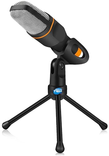 SIMPLETEK - Kondensatormikrofon mit Halterung | 3,5-mm-Klinkenstecker | PC, Laptops, Smartphones, Tablets (Refurbished)